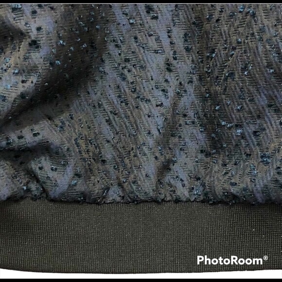 H&M Jacket Boucle Bomber Baseball Style Navy with Black Ribbed Collar &  Cuffs 8 - Picture 5 of 6